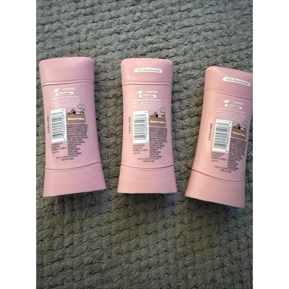 Lot 3 Dove x Crumbl Tres Leches 72h Aluminum Free Deodorant 2.6 oz Limited Ed